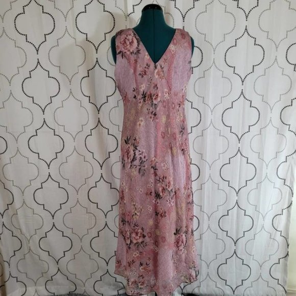 Vintage Vanessa Stevens Pink Floral Dress - Size 10 - Picture 3 of 14